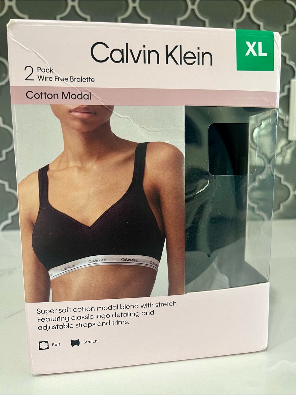 Calvin Klein Cotton Modal Black Wire-Free Bralette - XL